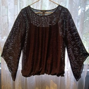 Alfani black flared sleeve layered blouse